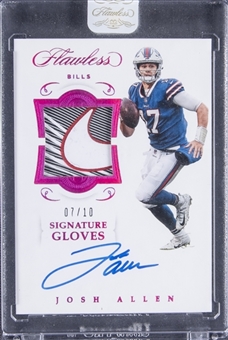 2018 Panini Flawless "Signature Gloves" #SG-JA Josh Allen Signed Rookie Patch Card (#07/10) - Panini Sealed 